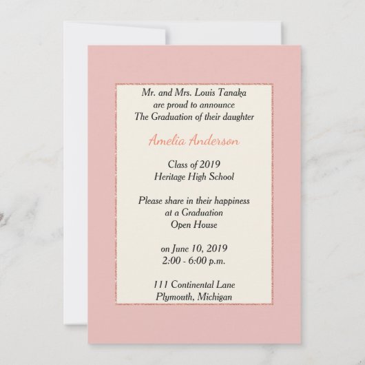 Invitation de la fête de remise des diplômes (Dos)