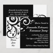Invitation de la fête de retraite Black+White Vine (Devant / Derrière)
