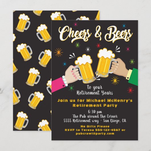 Invitation de la fête de retraite des bières et de (Devant / Derrière)