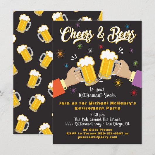Invitation de la fête de retraite des bières et de (Devant / Derrière)