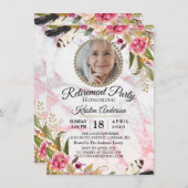 Invitation de la fête de retraite florale de marbr (Devant / Derrière)