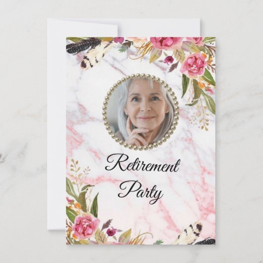 Invitation de la fête de retraite florale de marbr (Dos)