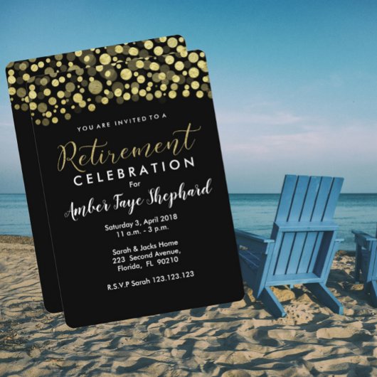 Invitation de la fête de retraite, noir et or