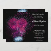 Invitation de la fête de retraite Pink Fireworks (Devant / Derrière)