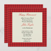 Invitation de la fête de retraite Red Plaid (Devant / Derrière)