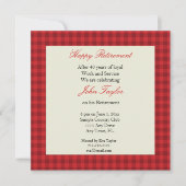 Invitation de la fête de retraite Red Plaid (Devant)