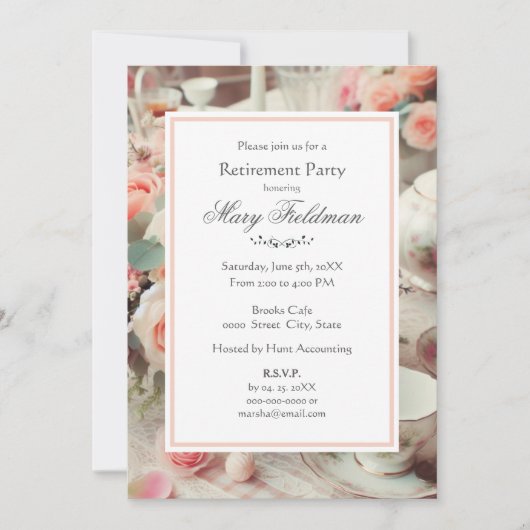 Invitation de la fête de retraite Rose Rose (Devant)