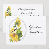 Invitation de la fête de retraite Tournesol et ois (Devant / Derrière)