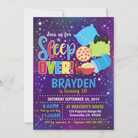 Invitation de la fête de Sleepover (Devant)