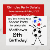 Invitation de la fête de soccer anniversaire (Devant / Derrière)