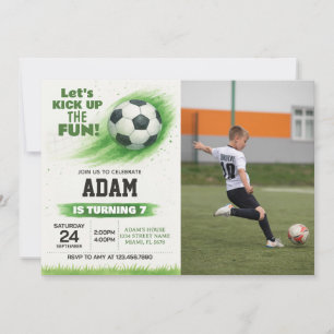 Invitation de la fête de soccer avec photo