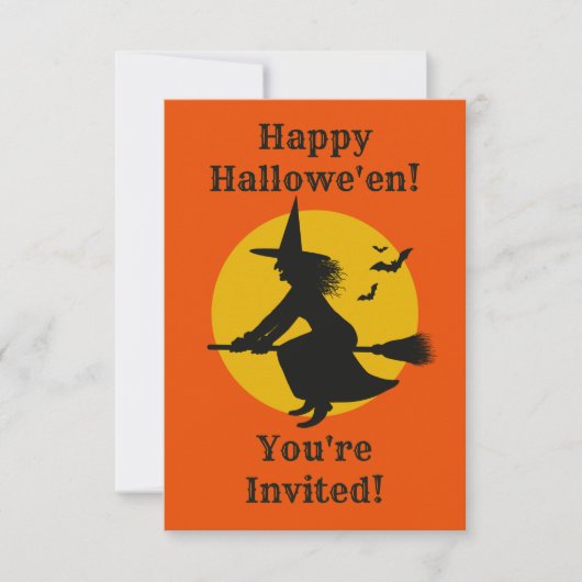 Invitation de la fête de sorcière d'Halloween (Devant)
