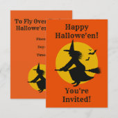 Invitation de la fête de sorcière d'Halloween (Devant / Derrière)