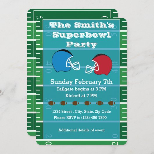Invitation de la fête de Superbowl (Devant / Derrière)