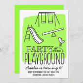 Invitation de la fête de terrain de jeu - Chaux (Devant / Derrière)