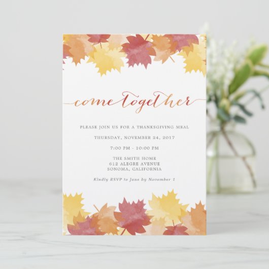 Invitation de la fête de Thanksgiving des Feuilles (Debout devant)