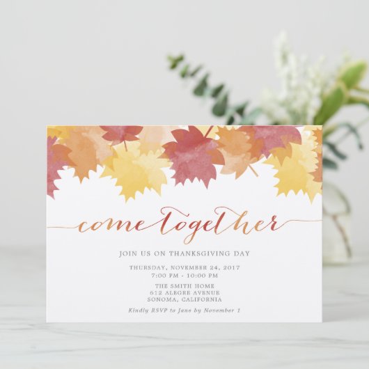 Invitation de la fête de Thanksgiving des Feuilles (Debout devant)