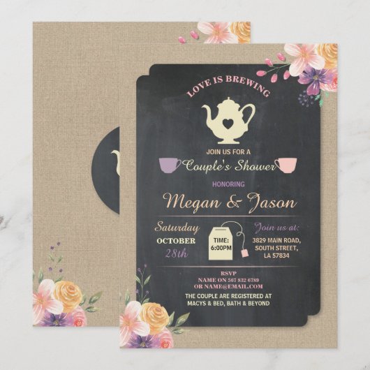 Invitation de la fête de thé à la théière pour cou (Devant / Derrière)