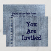 Invitation de la fête de Western en denim (Devant / Derrière)