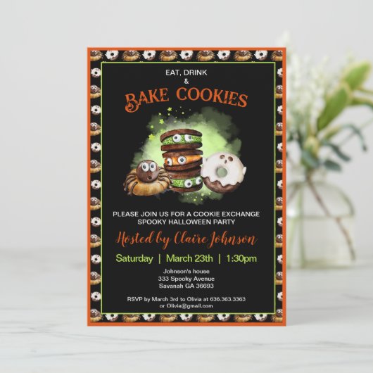 Invitation de la fête d'échange de biscuits Hallow (Debout devant)