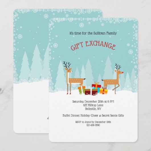Invitation de la fête d'échange de cadeaux (Devant / Derrière)