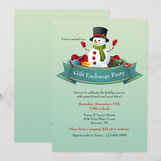 Invitation de la fête d'échange de cadeaux de vaca (Devant / Derrière)