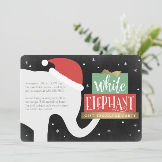 Invitation de la fête d'échange de cadeaux White E (Debout devant)