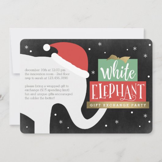 Invitation de la fête d'échange de cadeaux White E (Devant)