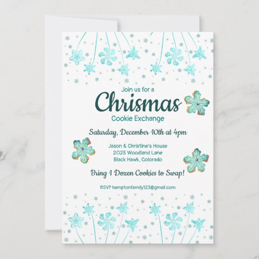 Invitation de la fête d'échange de cookies de Noël (Devant)