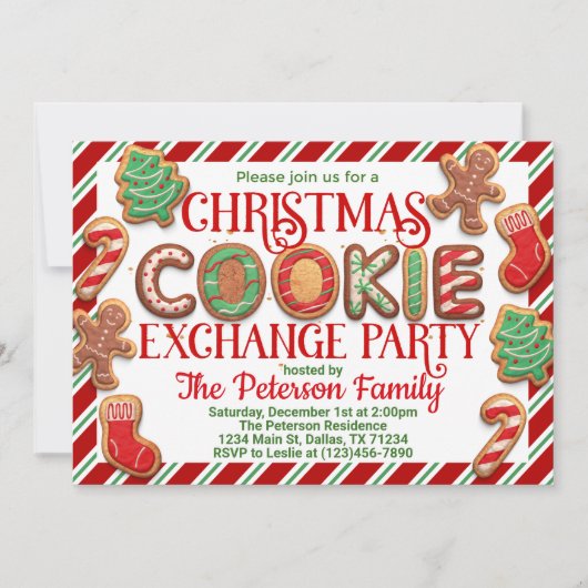 Invitation de la fête d'échange de cookies de Noël (Devant)