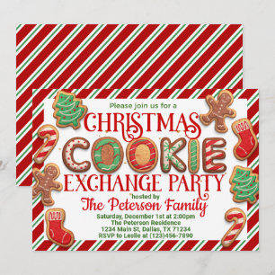 Invitation de la fête d'échange de cookies de Noël