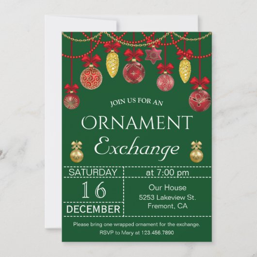 Invitation de la fête d'échange de décorations de (Devant)