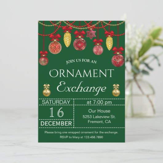 Invitation de la fête d'échange de décorations de  (Debout devant)