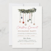 Invitation de la fête d'échange d'ornement de Noël (Devant)