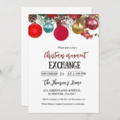 Invitation de la fête d'échange d'ornement de Noël (Devant / Derrière)