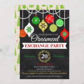Invitation de la fête d'échange d'ornement de Noël (Devant / Derrière)