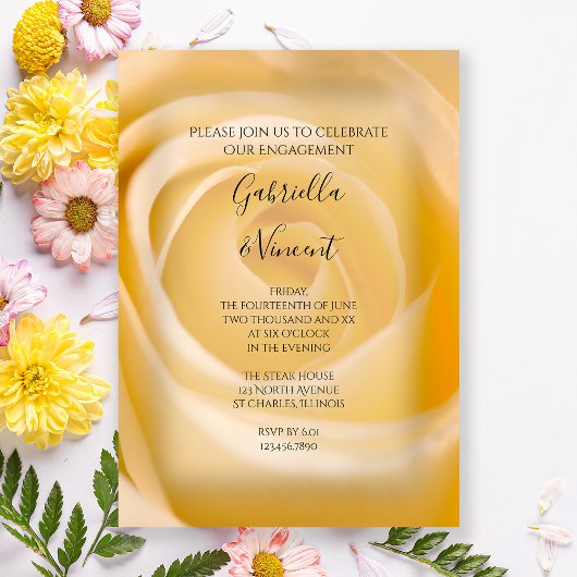 Invitation de la fête d'engagement de la Rose blan