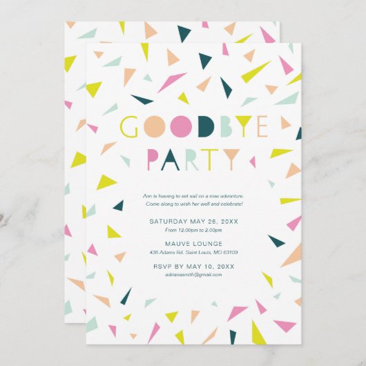 Invitation de la fête des adieux (Devant / Derrière)