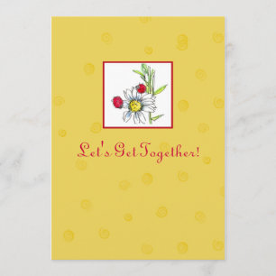 Invitation de la fête des amis Red Ladybug Daisy F