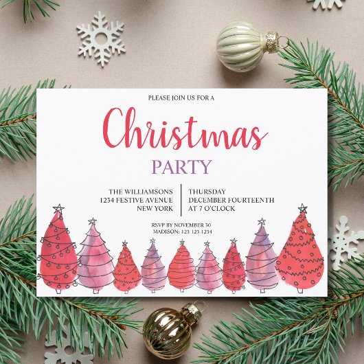 Invitation de la fête des arbres de Noël rouges