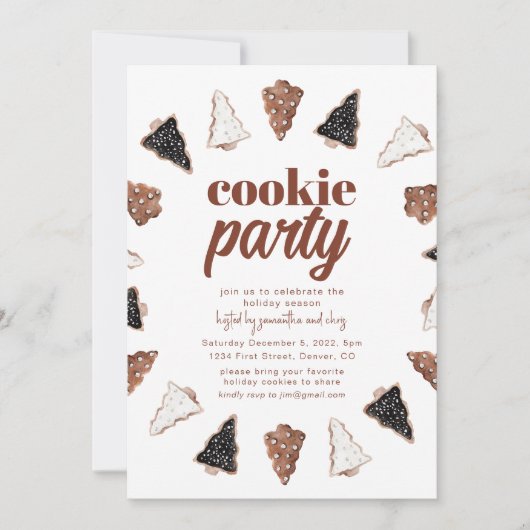 Invitation de la fête des biscuits de vacances (Devant)