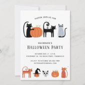 Invitation de la fête des chats d'Halloween (Devant)
