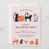 Invitation de la fête des chats d'Halloween (Devant)