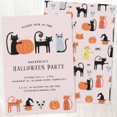 Invitation de la fête des chats d'Halloween