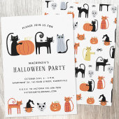Invitation de la fête des chats d'Halloween