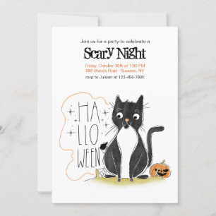 Invitation de la fête des chats noirs Halloween