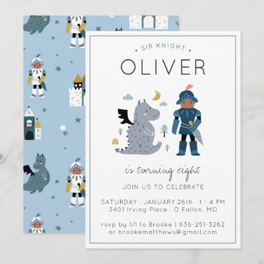 Invitation de la fête des Chevaliers et Dragons (Devant / Derrière)