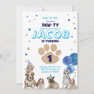 Invitation de la fête des chiens pour garçons