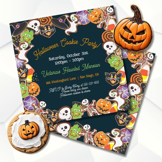 Invitation de la fête des cookies d'Halloween