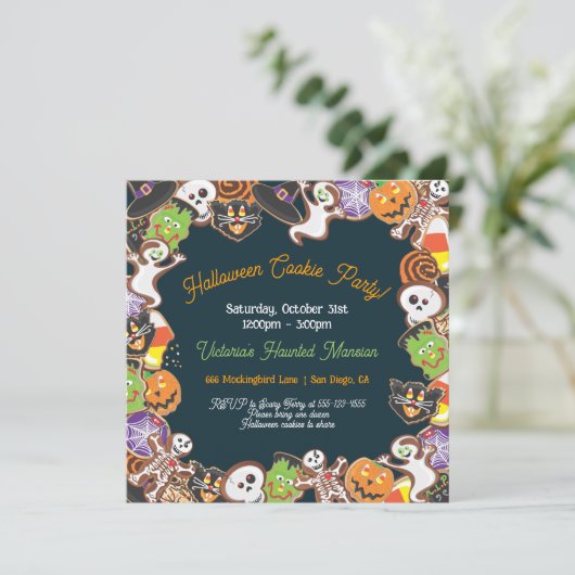 Invitation de la fête des cookies d'Halloween (Debout devant)